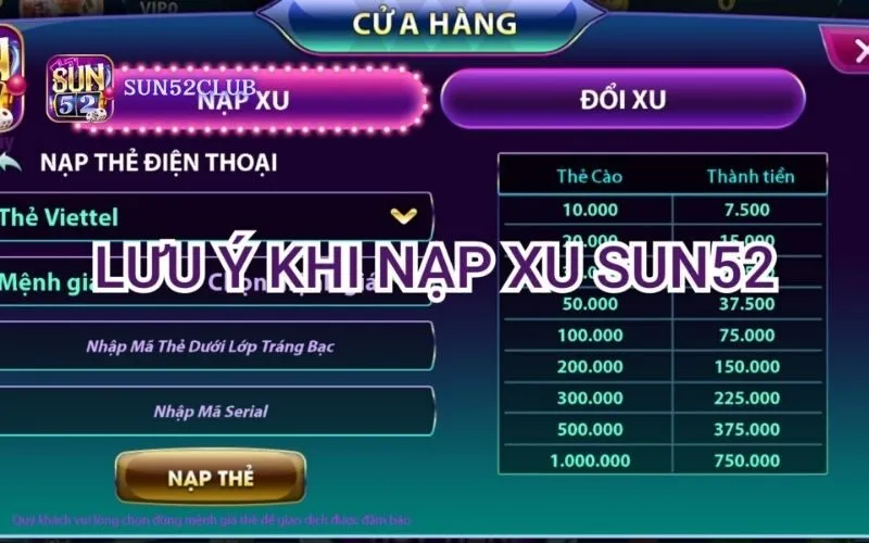 Nạp tiền nhanh qua ZaloPay Sun52